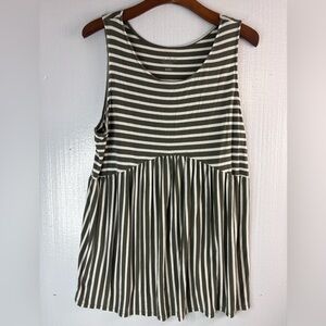 Isabel Maternity by Ingrid & Isabel XL Striped Sleeveless Top - Olive and White